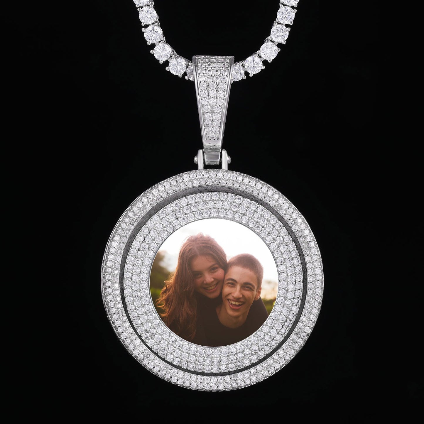 Picture custom pendant - Round-Shaped Turnable Centre Hip Hop Jewelry TRIPOD JEWELRY