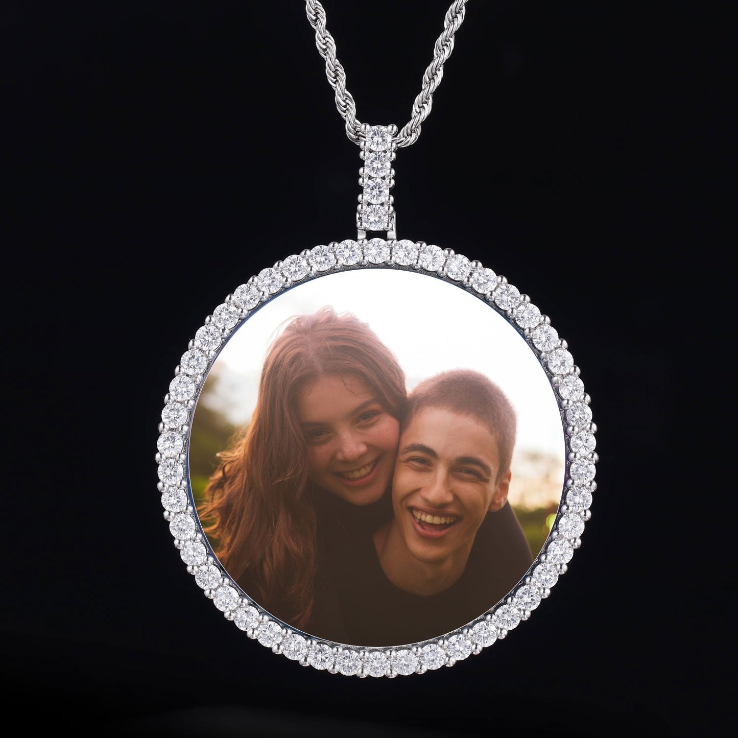 Picture Custom Pendant - Large Round Zirconia TRIPOD JEWELRY