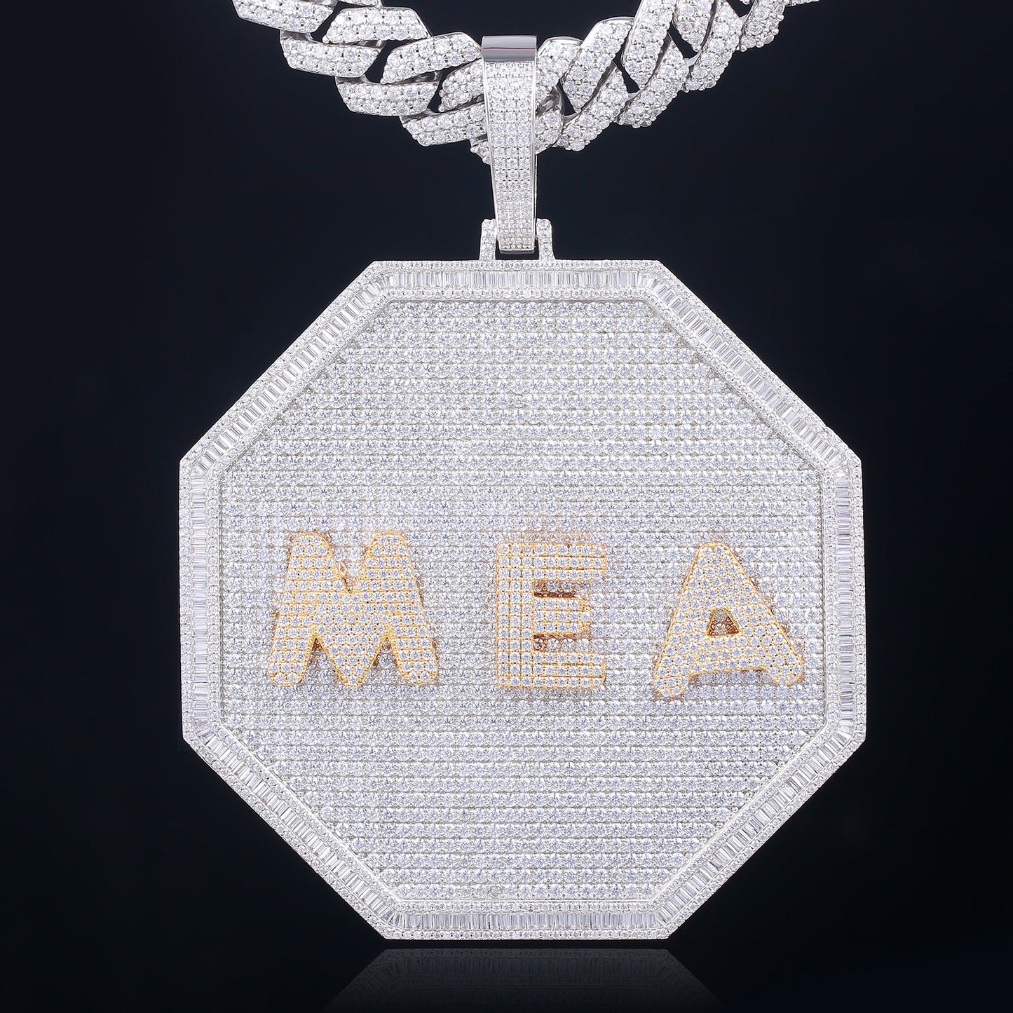 Octagon Pendant Set With Diamonds - Custom Letters TRIPOD JEWELRY