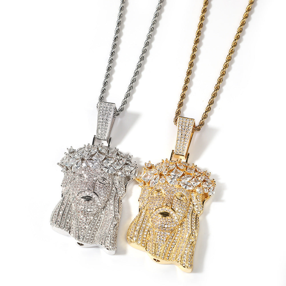 18K Gold Iced Out Jesus Pendant Religious Jewelry TRIPOD JEWELRY