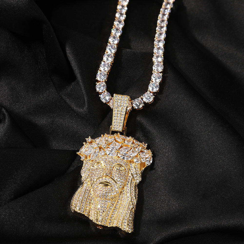 18K Gold Iced Out Jesus Pendant Religious Jewelry TRIPOD JEWELRY