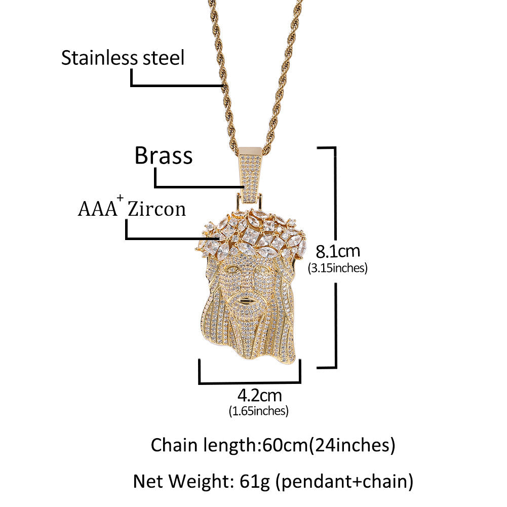 18K Gold Iced Out Jesus Pendant Religious Jewelry TRIPOD JEWELRY