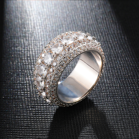 White Gold Iced Out Spinning Ring Tripodjewelry