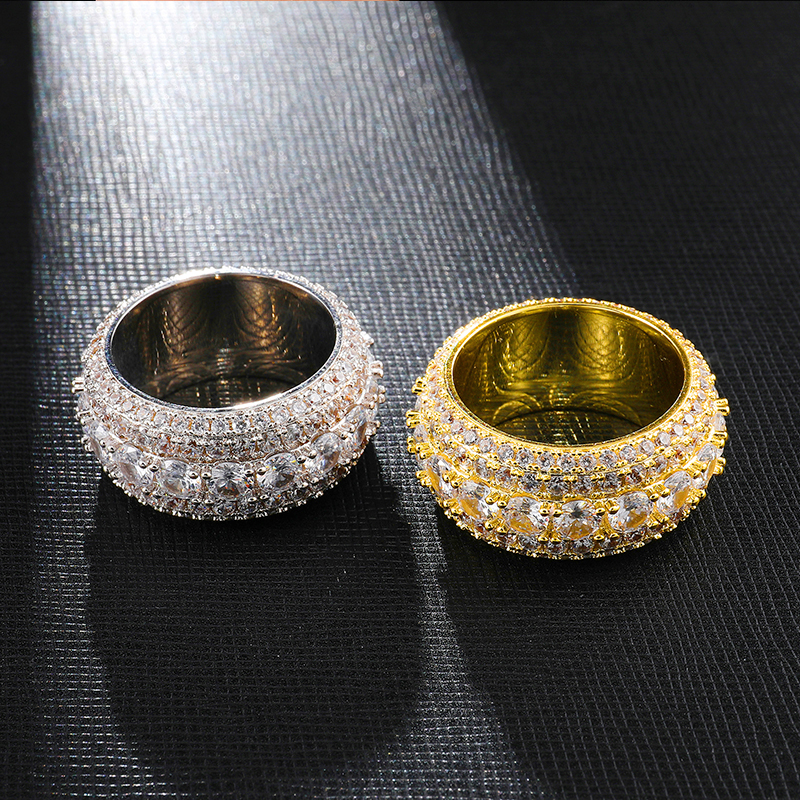 White Gold Iced Out Spinning Ring Tripodjewelry