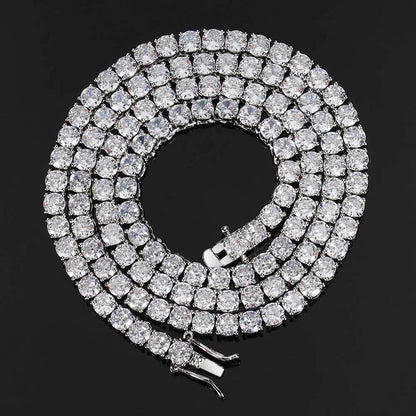 3/4/5/6MM 18k/White Gold Tennis Chain Necklace For Men Iced Out