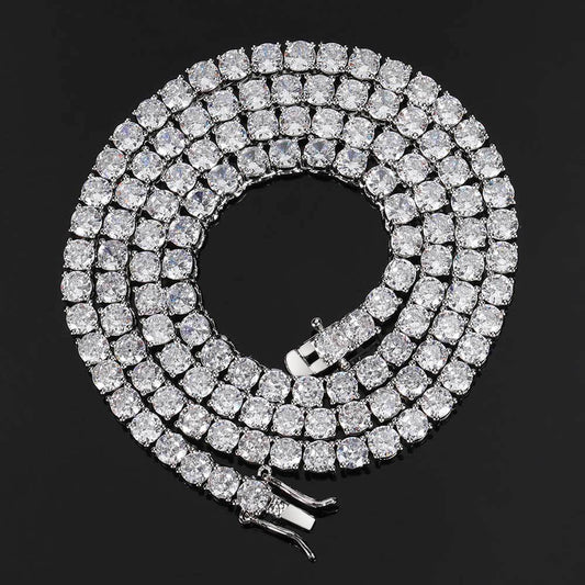 3/4/5/6MM 18k/White Gold Tennis Chain Necklace For Men Iced Out