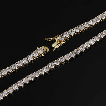 3/4/5/6MM 18k/White Gold Tennis Chain Necklace For Men Iced Out