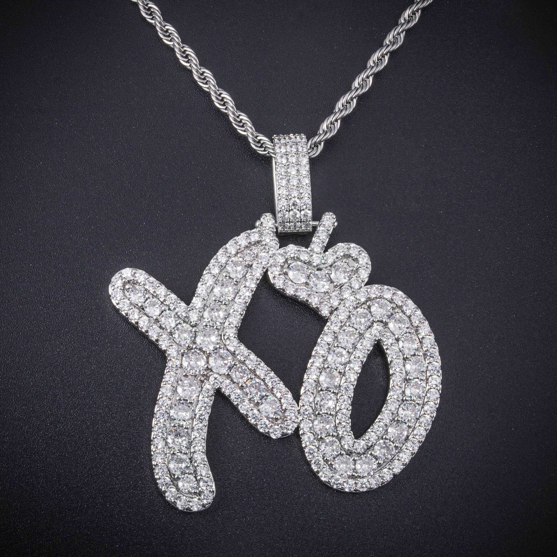 18K/White Gold Diamond Letter XO Pendant