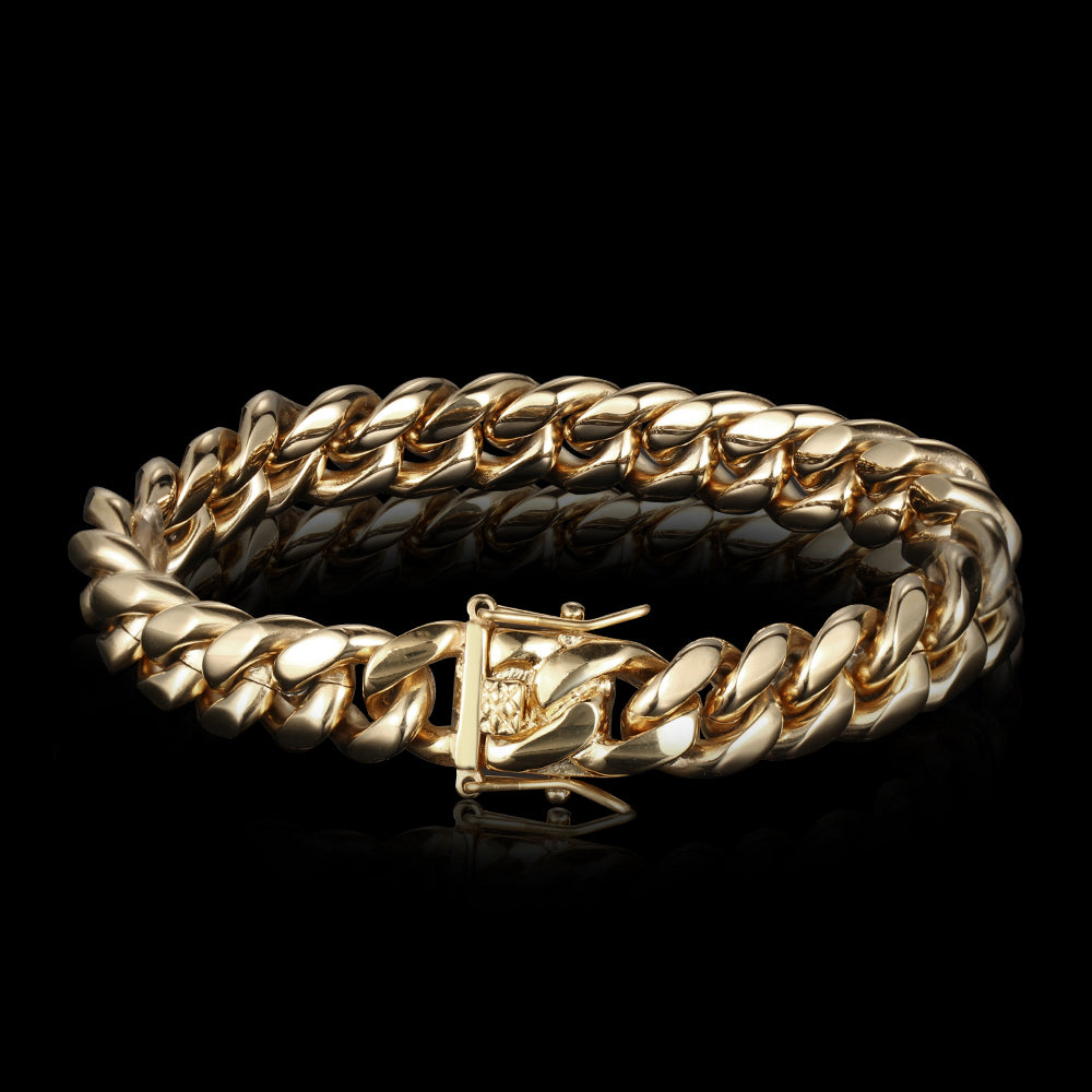 8MM 14K Gold Plated Miami Cuban Link Chain Necklace And Bracelet Set