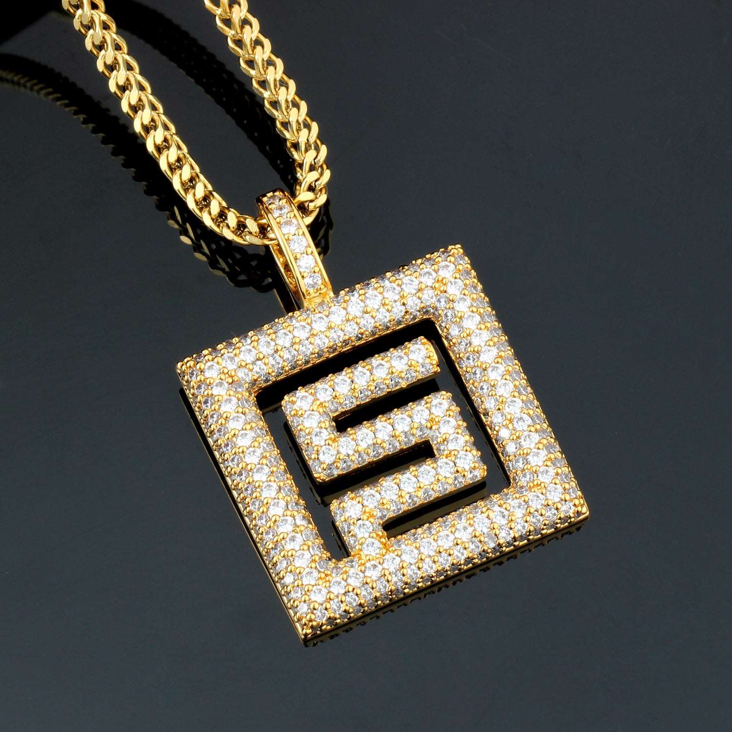 18K Gold  Iced Out Trendy Pendant