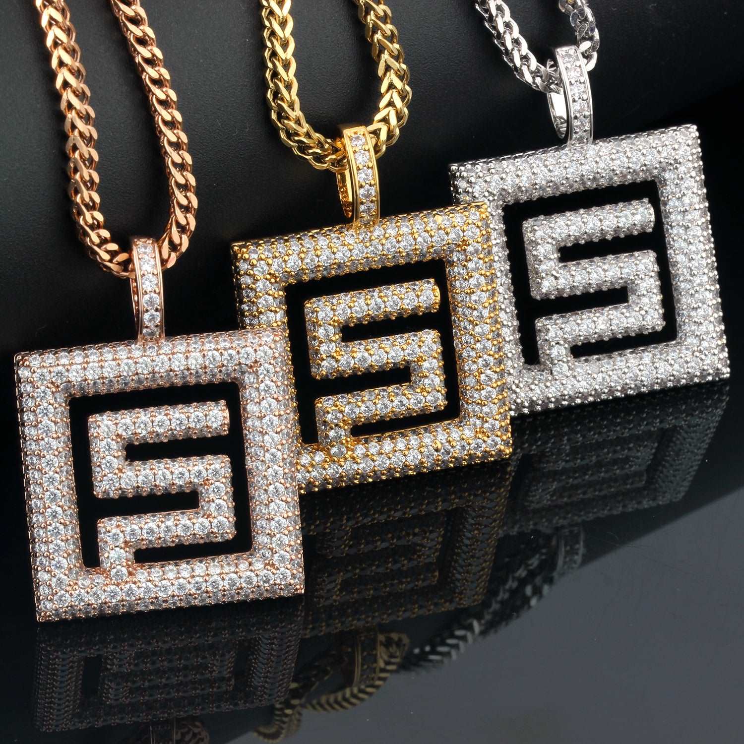 18K Gold  Iced Out Trendy Pendant