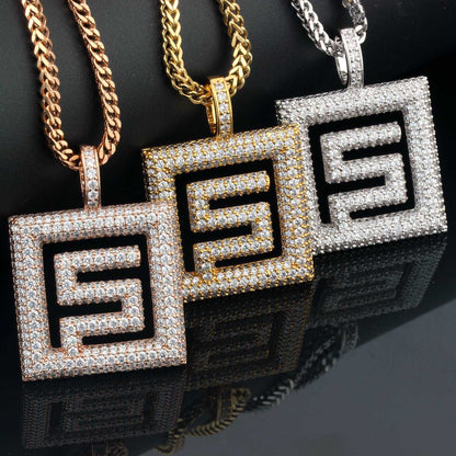 18K Gold  Iced Out Trendy Pendant