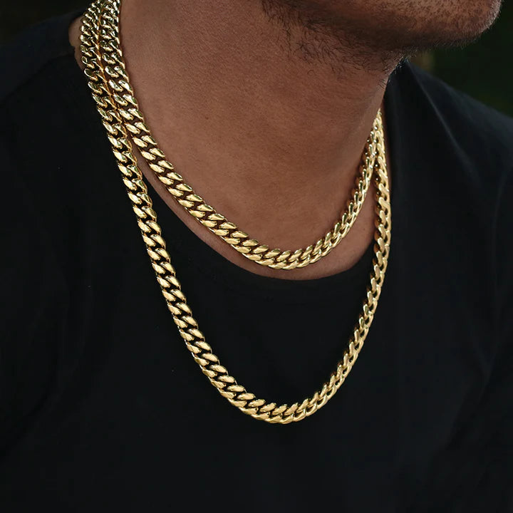 10MM 14K Gold Plated Miami Cuban Link Chain Necklace