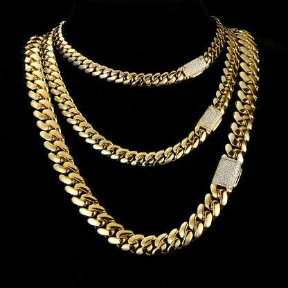 10MM 18K Gold Plated Bold Polishing Miami Cuban Link Chain or Bracelet