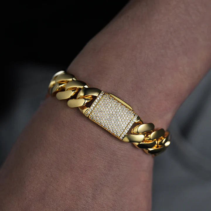 14MM 18K Gold Plated Bold Polishing Miami Cuban Link Chain or Bracelet