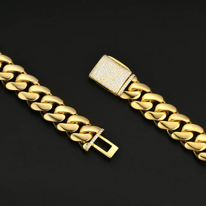 10MM 18K Gold Plated Bold Polishing Miami Cuban Link Chain or Bracelet