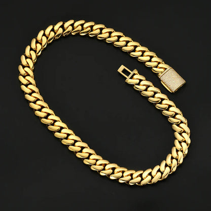 16MM 18K Gold Plated Bold Polishing Miami Cuban Link Chain or Bracelet