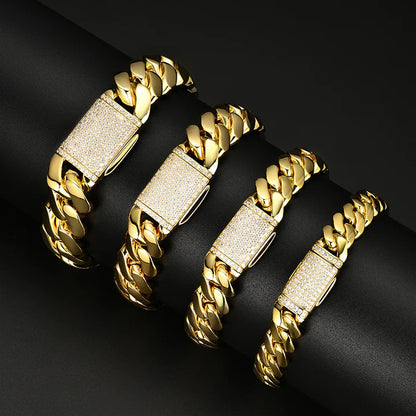 10MM 18K Gold Plated Bold Polishing Miami Cuban Link Chain or Bracelet