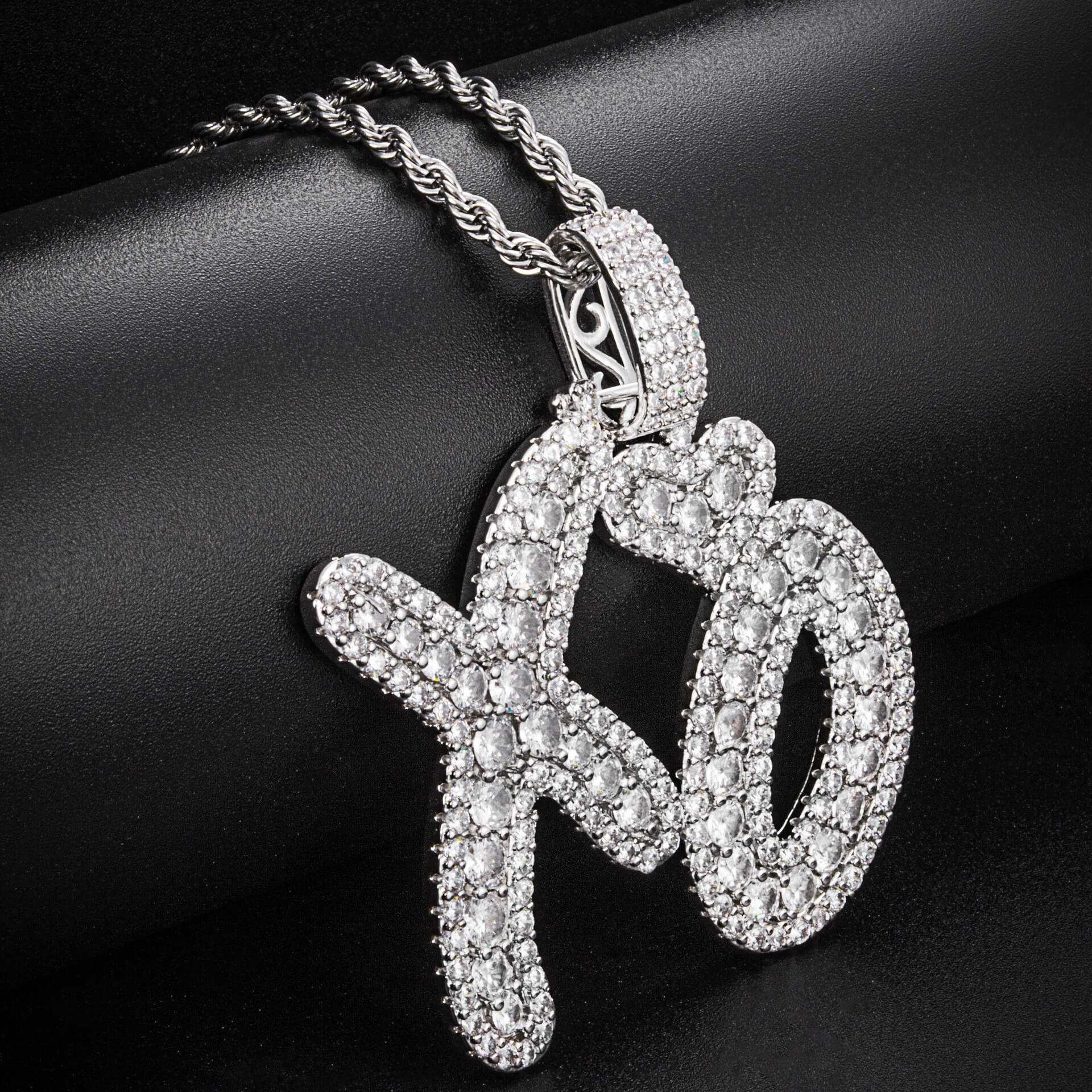 18K/White Gold Diamond Letter XO Pendant