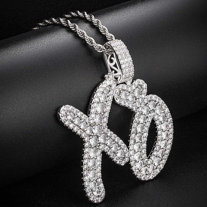 18K/White Gold Diamond Letter XO Pendant