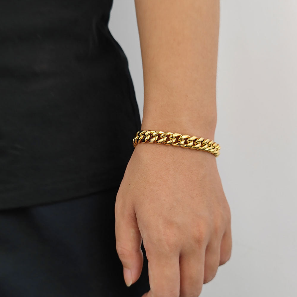 6/8/10/12MM 18K/White Gold Hip-Hop Miami Cuban Link Bracelet