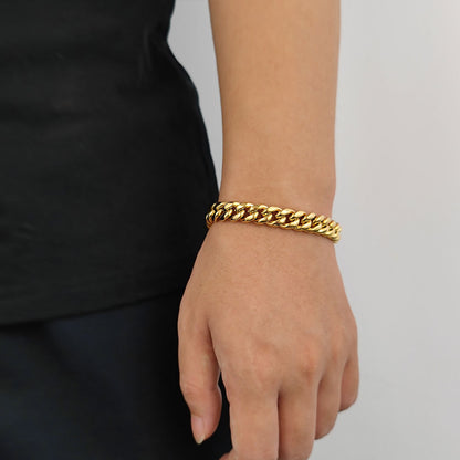 6/8/10/12MM 18K/White Gold Hip-Hop Miami Cuban Link Bracelet