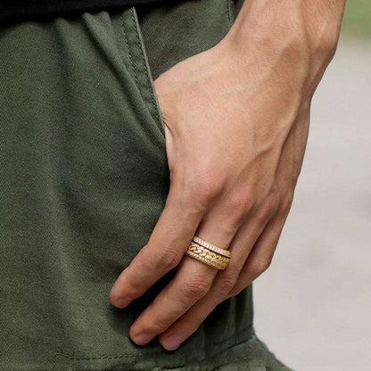 18K Gold Iced Both Sides  Cuban Link Ring