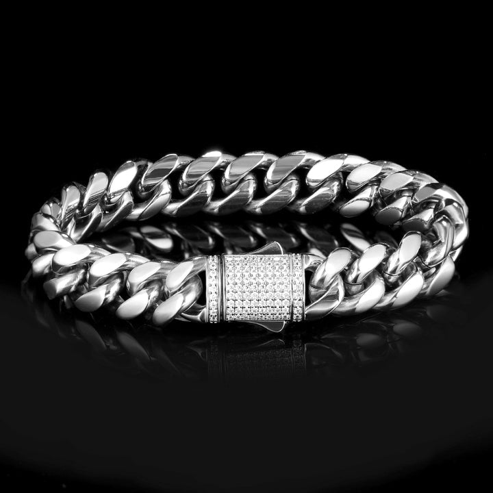 12MM 14K Gold Plated Iced Out Clasp Miami Cuban Link Bracelet