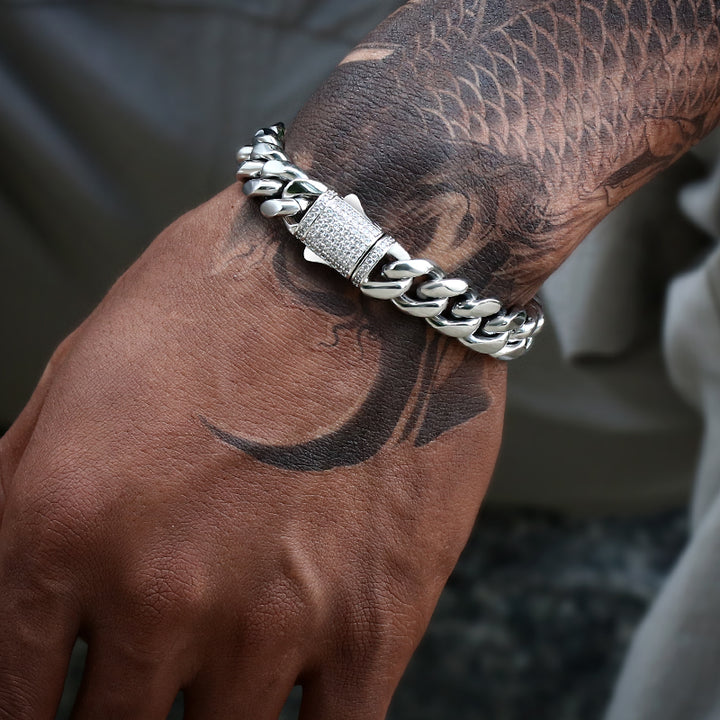 12MM 14K Gold Plated Iced Out Clasp Miami Cuban Link Bracelet