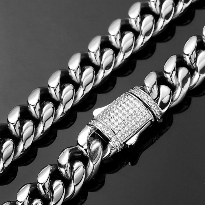 12MM 14K Gold Plated Iced Out Clasp Miami Cuban Link Bracelet