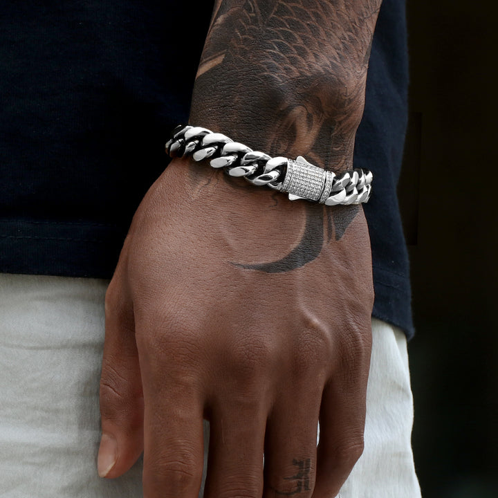 12MM 14K Gold Plated Iced Out Clasp Miami Cuban Link Bracelet