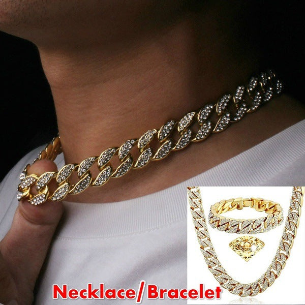 12MM 18K/White Gold Hip Hop Iced Out Cuban Link Chain