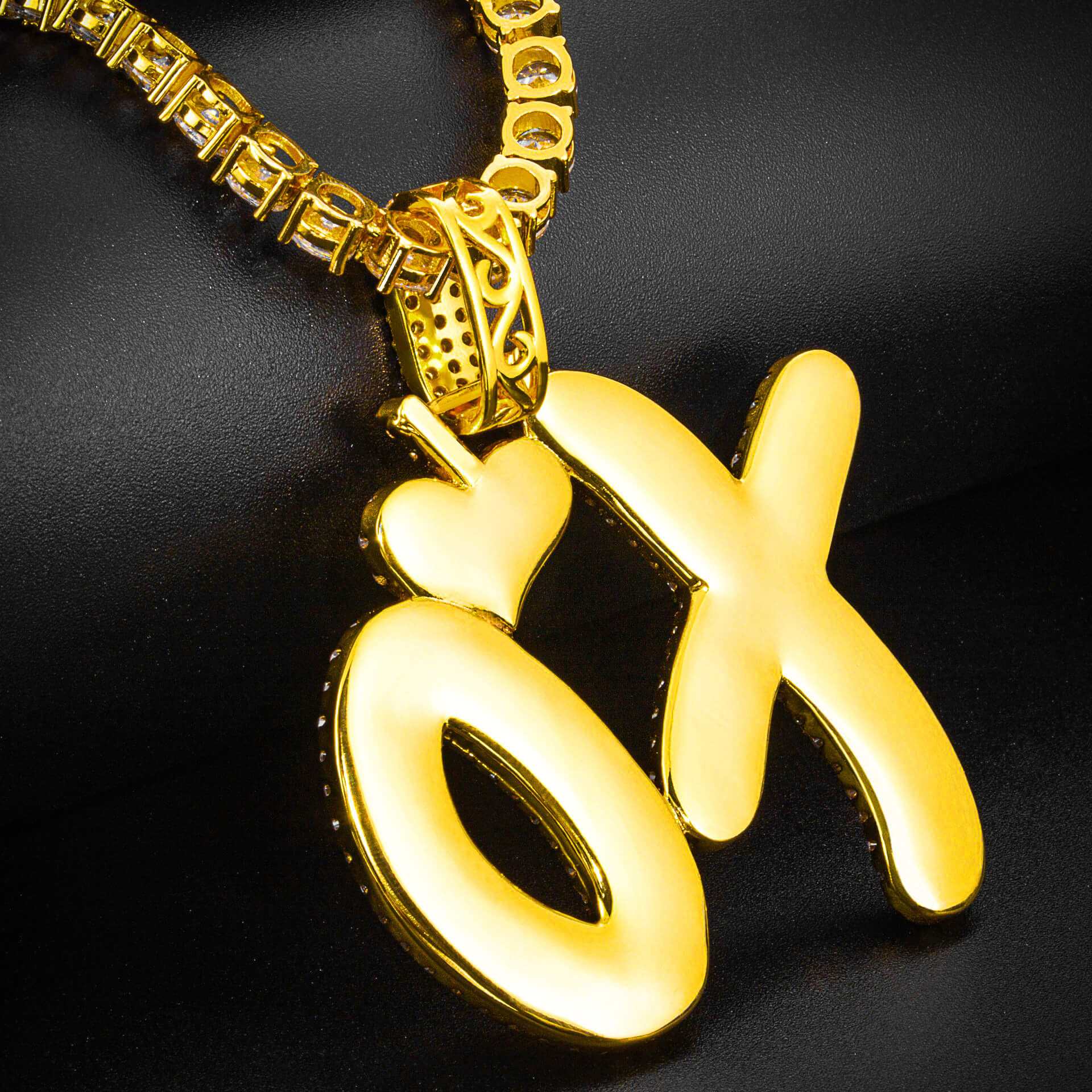 18K/White Gold Diamond Letter XO Pendant