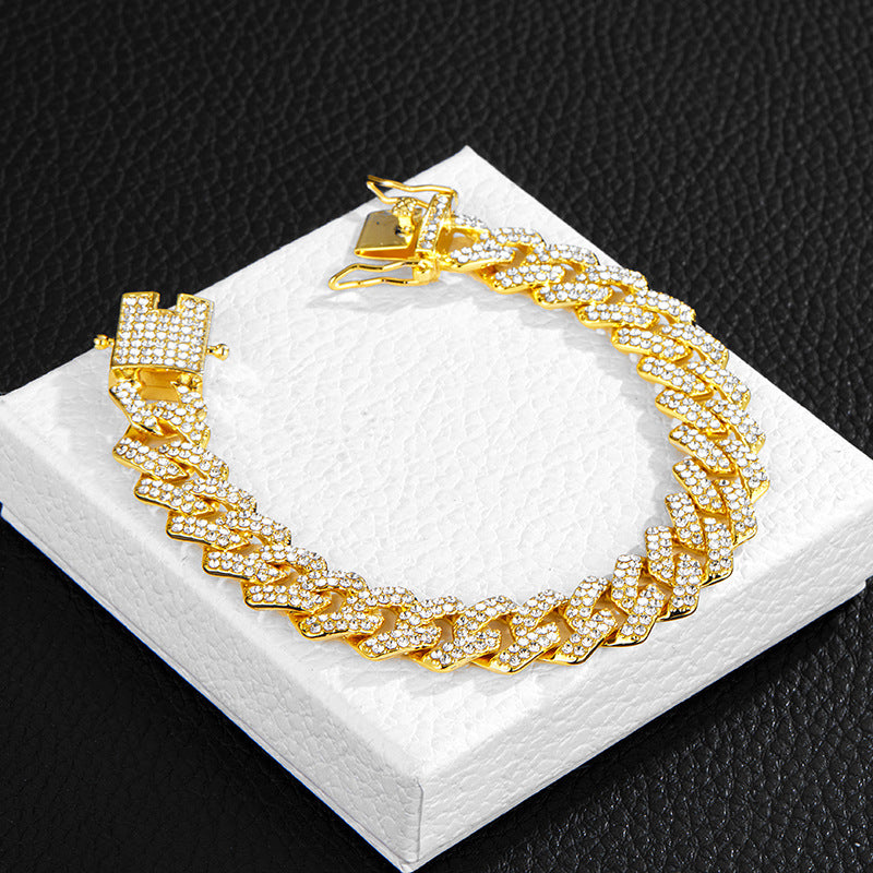 15MM 18K/White Gold Plated Iced Out Cuban Chain Necklace