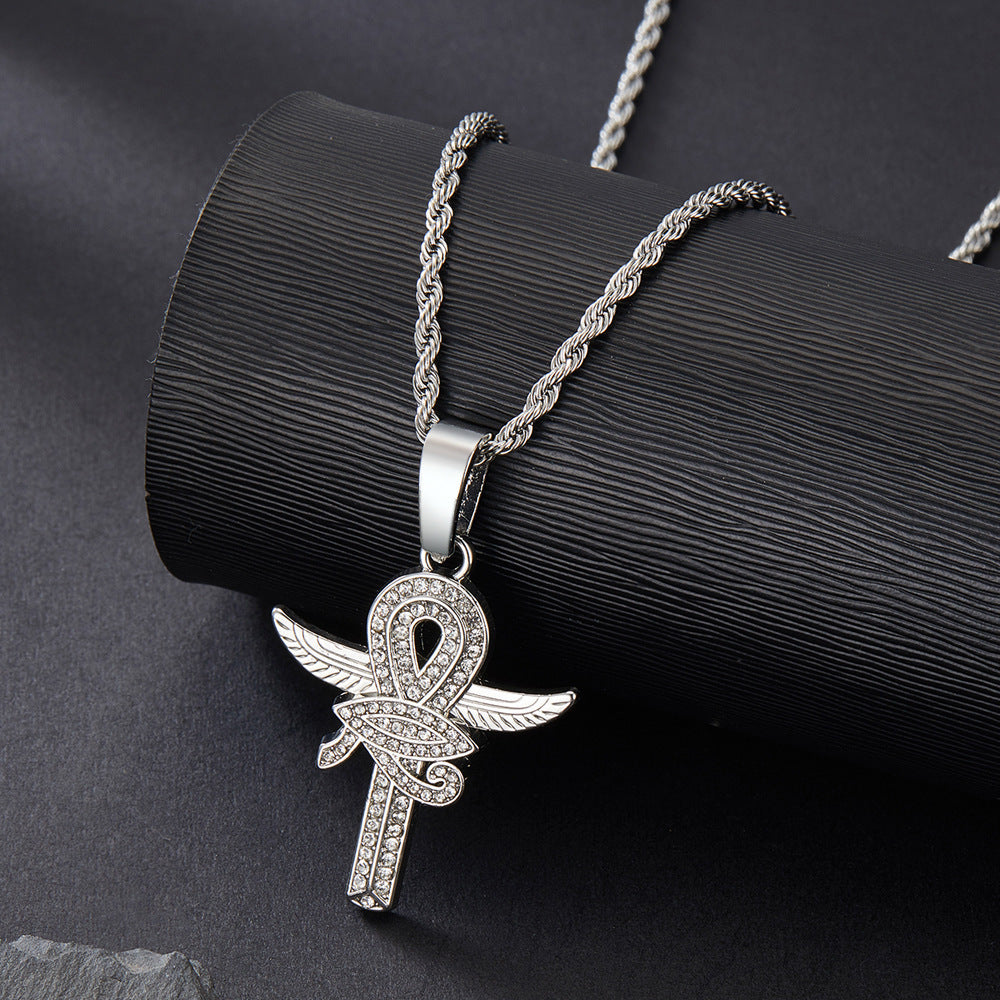 18K/White Gold Eye of Horus Cross Pendant