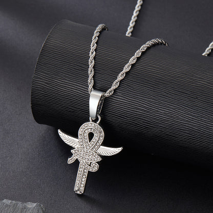 18K/White Gold Eye of Horus Cross Pendant
