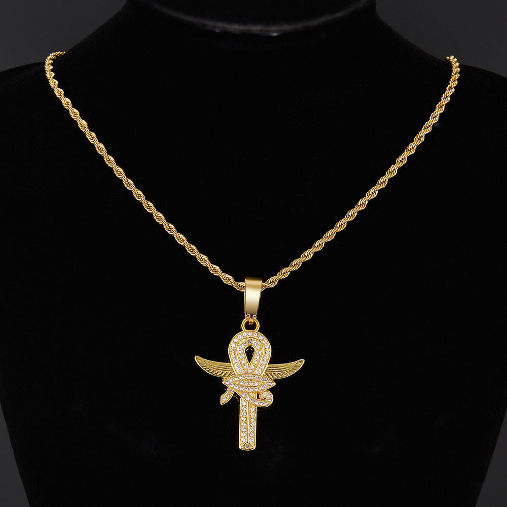 18K/White Gold Eye of Horus Cross Pendant