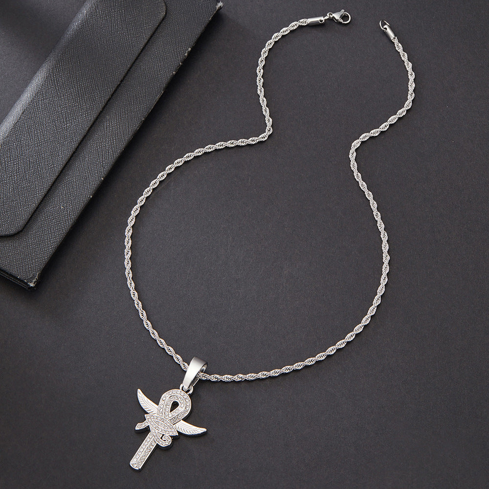 18K/White Gold Eye of Horus Cross Pendant