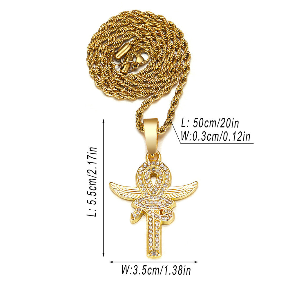 18K/White Gold Eye of Horus Cross Pendant