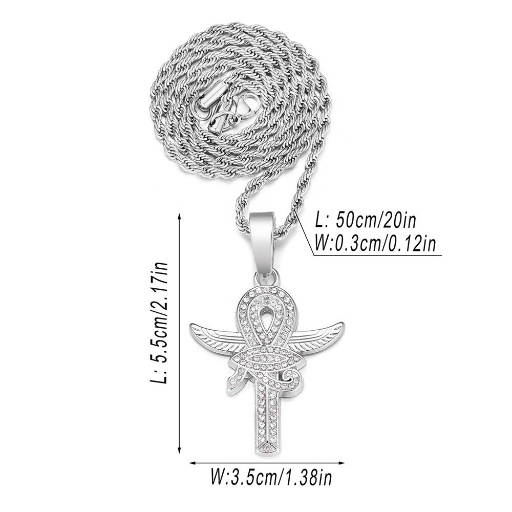 18K/White Gold Eye of Horus Cross Pendant