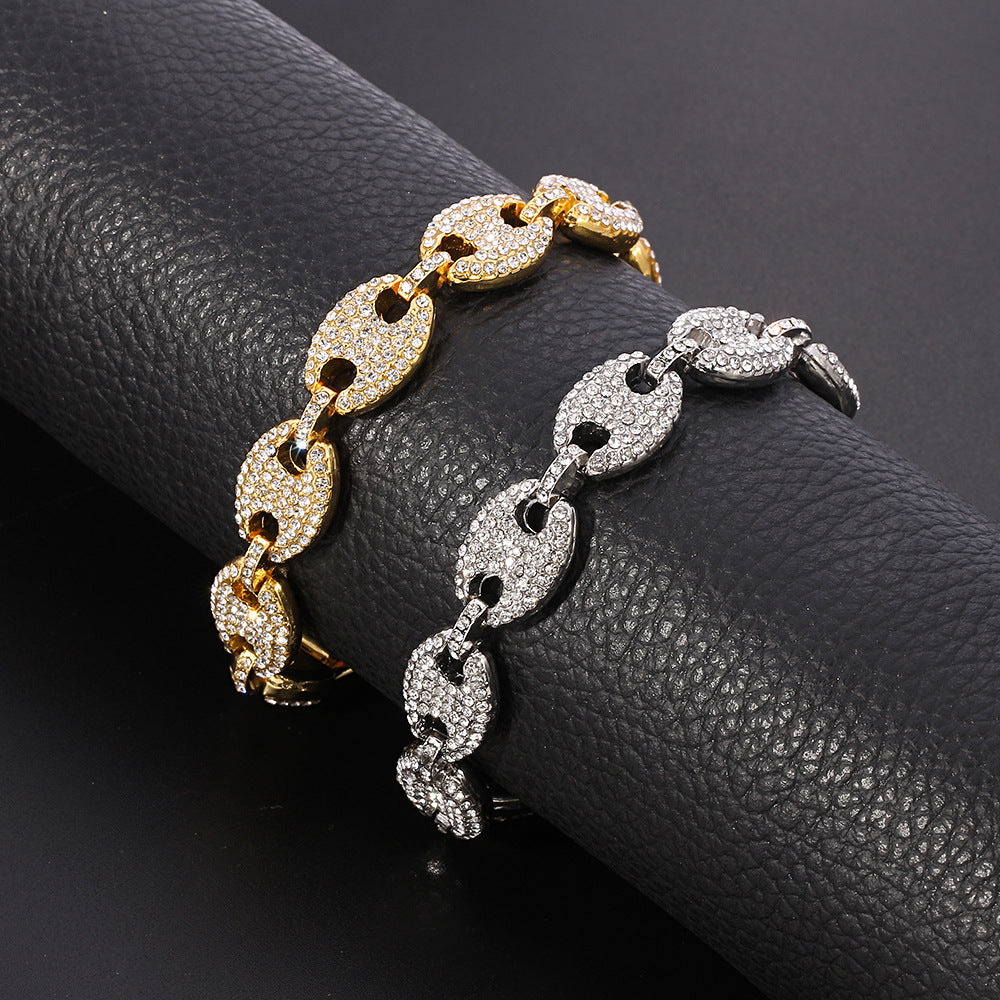 18K/White Gold Iced Out Cuban Chain Necklace