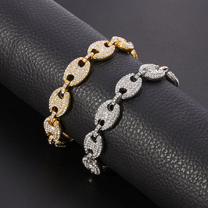 18K/White Gold Iced Out Cuban Chain Necklace