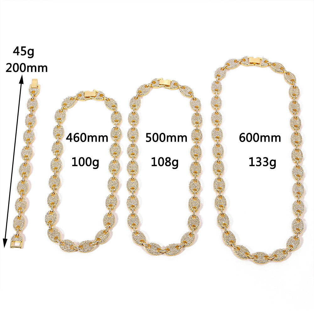 18K/White Gold Iced Out Cuban Chain Necklace
