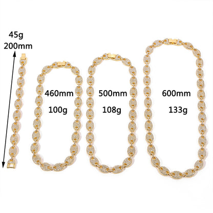 18K/White Gold Iced Out Cuban Chain Necklace