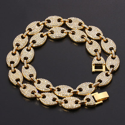 18K/White Gold Iced Out Cuban Chain Necklace