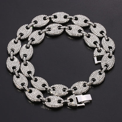 18K/White Gold Iced Out Cuban Chain Necklace