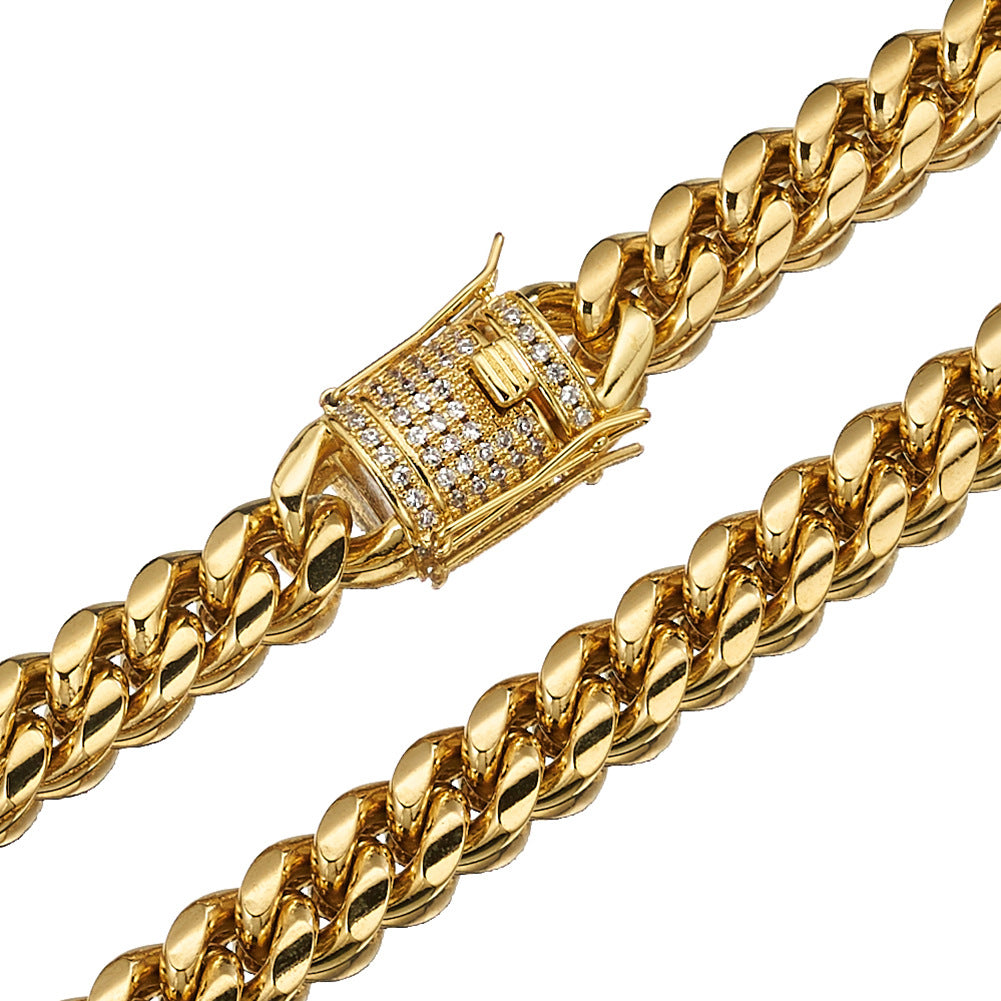 6MM 18K Gold Hip Hop Miami Cuban Link Chain Necklace