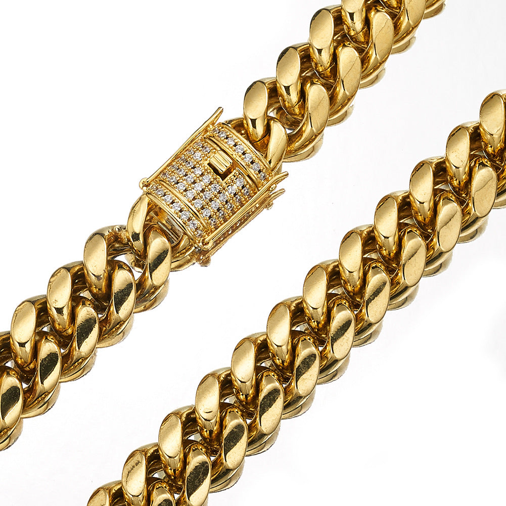 6MM 18K Gold Hip Hop Miami Cuban Link Chain Necklace