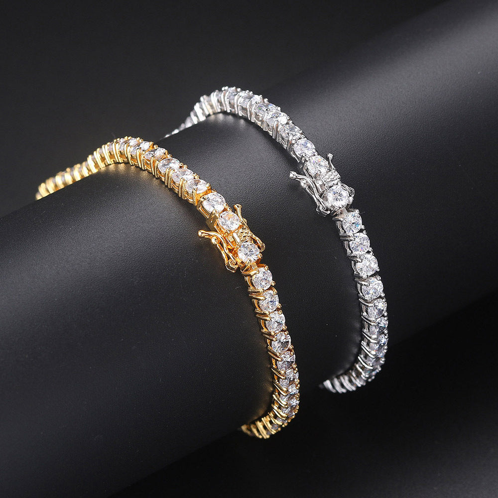 3/4/5/6MM 18K/White Gold Hip-Hop Tennis Bracelet Jewelry