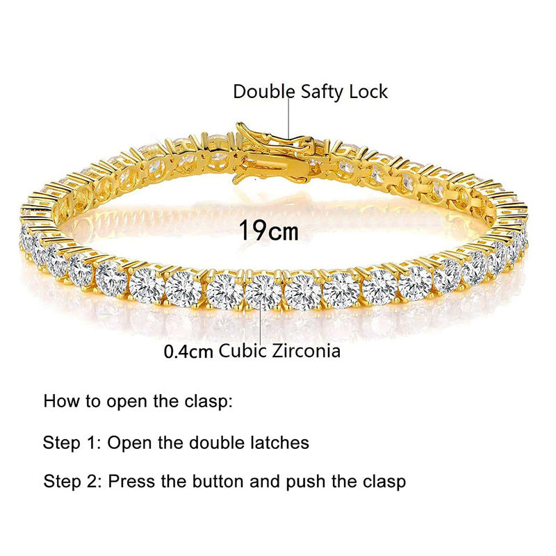 3/4/5/6/7MM 18K/White Gold Hip-Hop Tennis Bracelet For Men & Women
